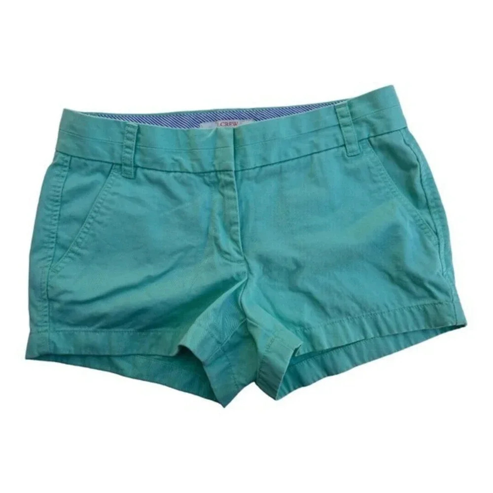J Crew Size 4 Broken-In Chino Shorts Mint Green Cotton Classic 3in Inseam​​​‎